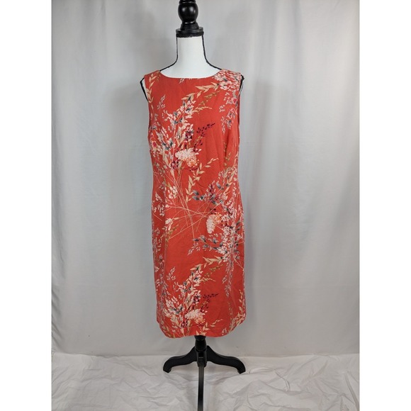 Talbots Womens Autumn Preppy Floral Sheath Dress 12 Multicolor Sleeveless A068 - Picture 1 of 8